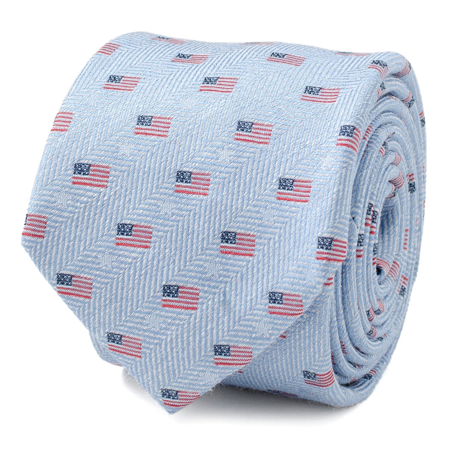 Corbata de hombre azul claro con la bandera estadounidense