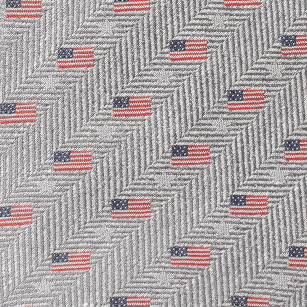 Light Gray Herringbone American Flag Men's Tie