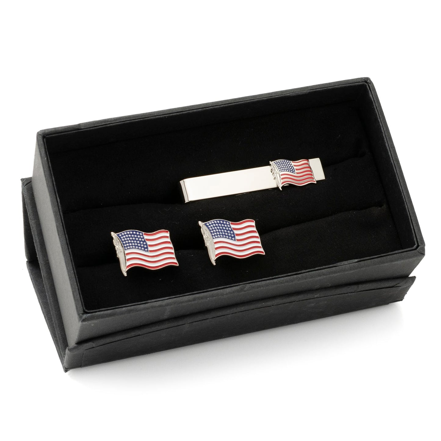 American Waving Flag Cufflinks and Tie Bar Gift Set - My Men's Shop