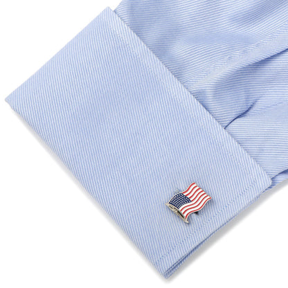 American Waving Flag Cufflinks and Tie Bar Gift Set - My Men's Shop