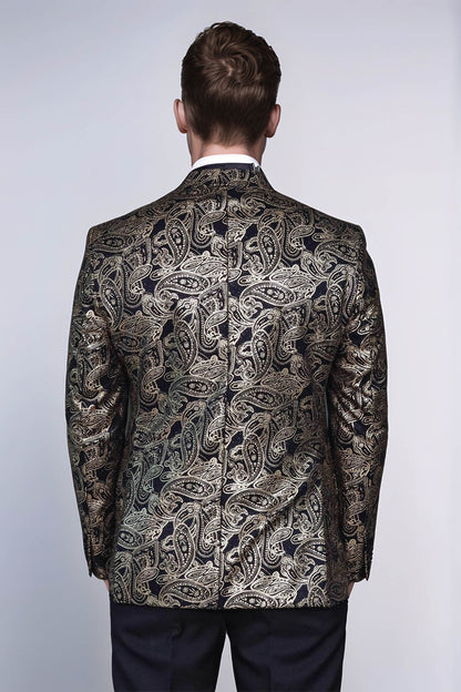 Paisley Peak Lapel Black Men Dinner Tuxedo  Jacket - Wessi