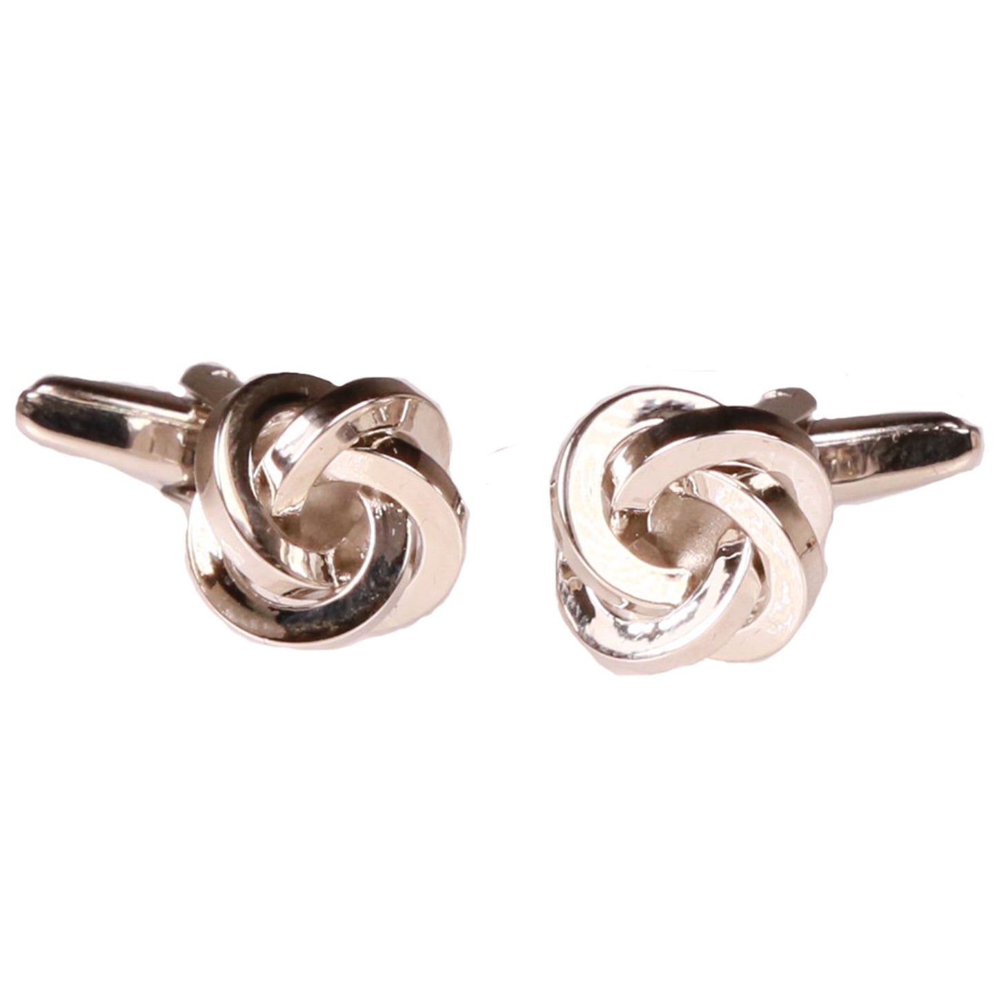 Silvertone Silver Geometric Pattern Cufflinks with Jewelry Box