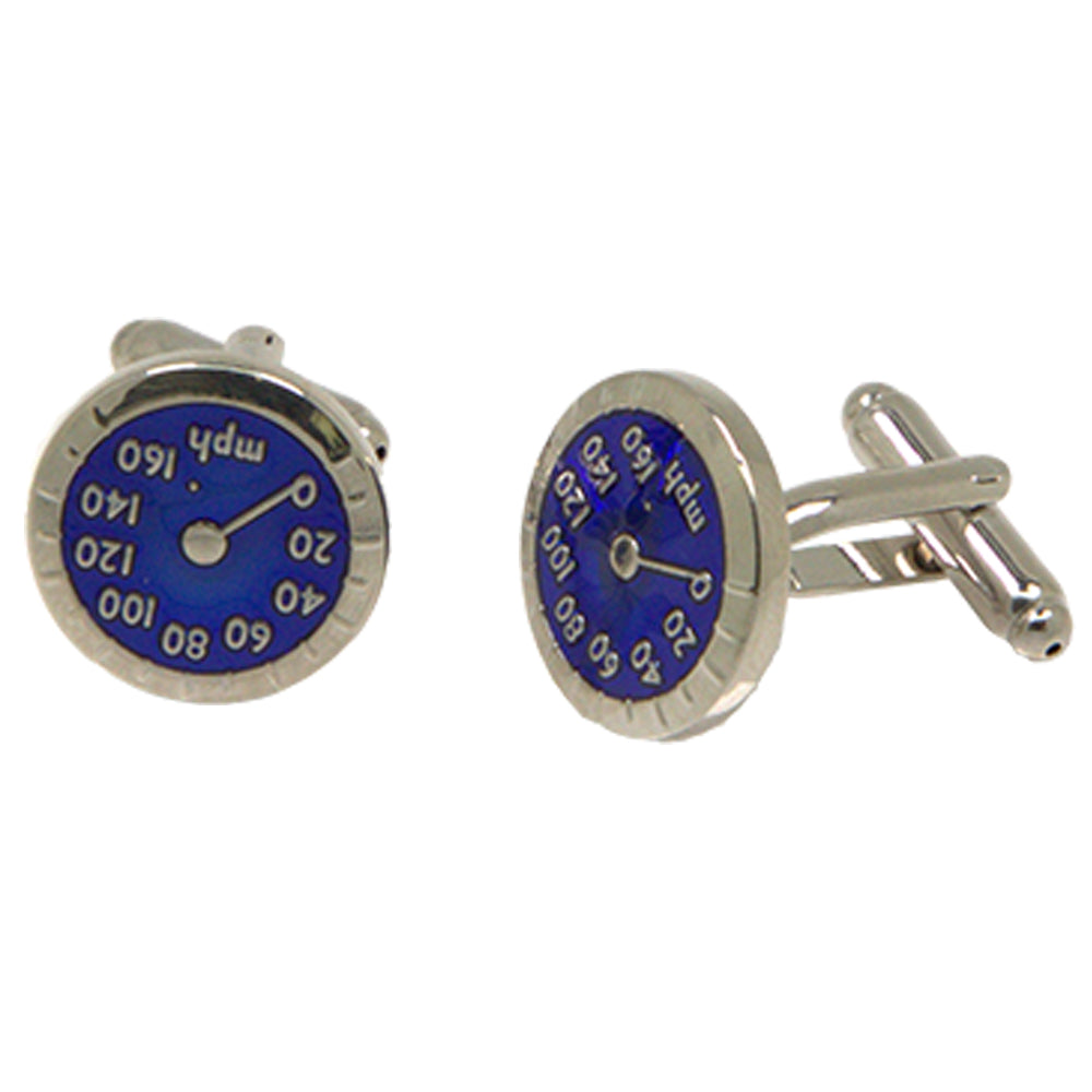 Silvertone Novelty Speedometer Cufflinks with Jewelry Box