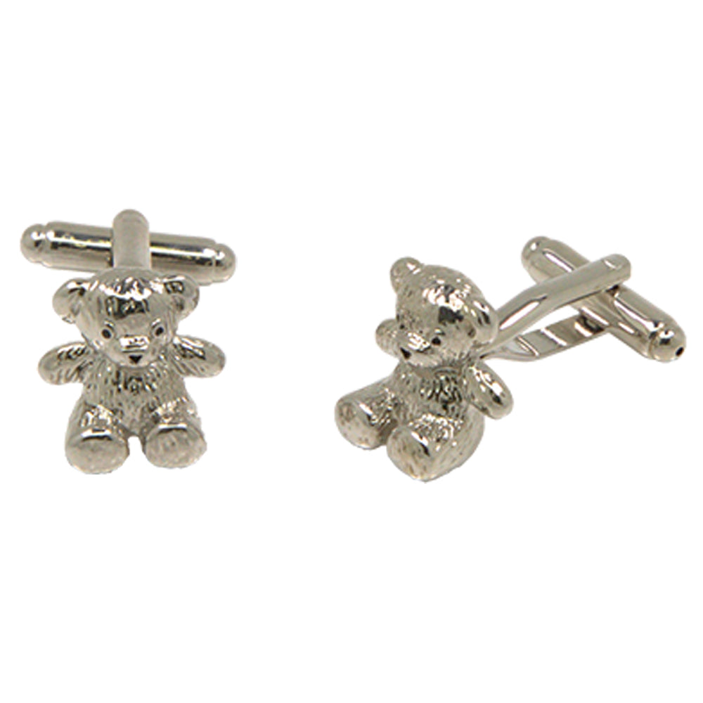 Men’s Silvertone Novelty Teddy Bear Cufflinks