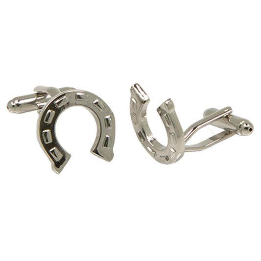 Silvertone Novelty Horseshoe Cufflinks with Jewelry Box