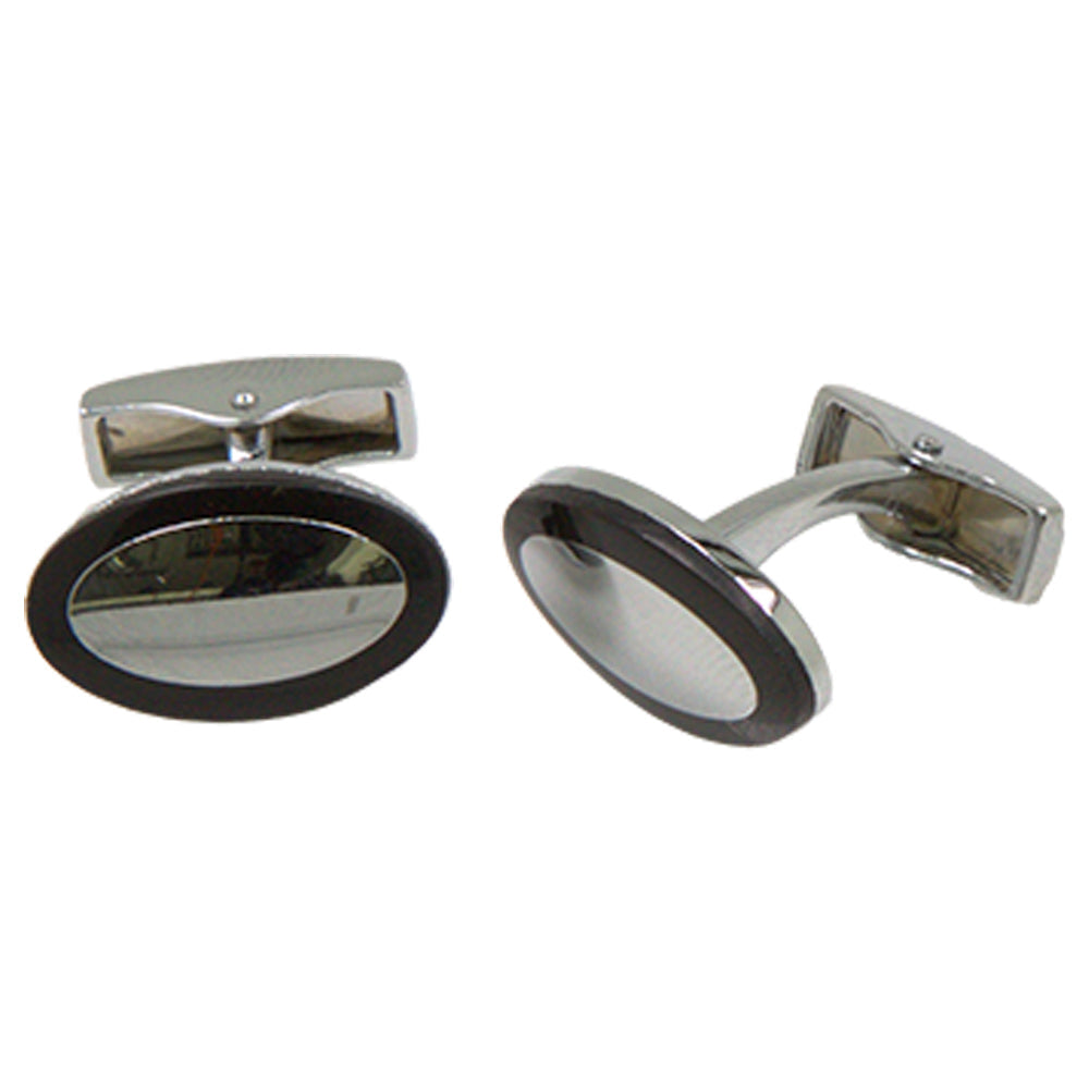 Silvertone Blue Gemstone Cufflinks with Jewelry Box