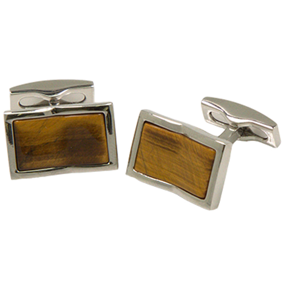 Men’s Silvertone Square Yellow Square Gemstone Cufflinks