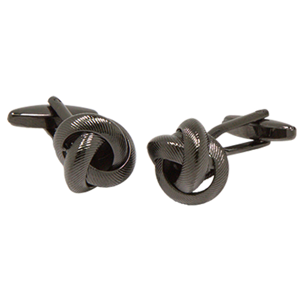 Men’s Silvertone Novelty Charcoal Knot Cufflinks