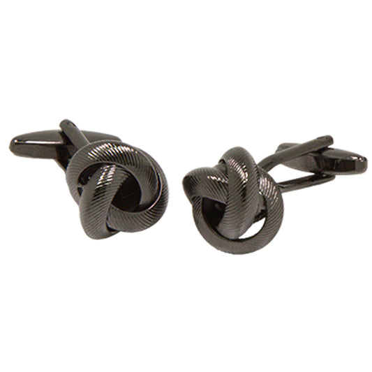Men’s Silvertone Novelty Charcoal Knot Cufflinks