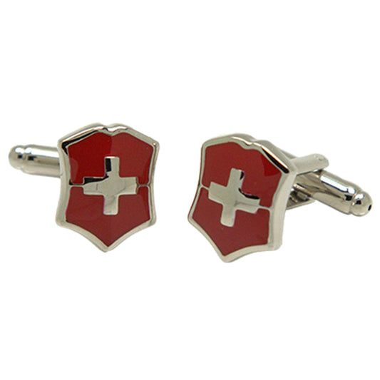 Men’s Silvertone Novelty Red Shield Cufflinks