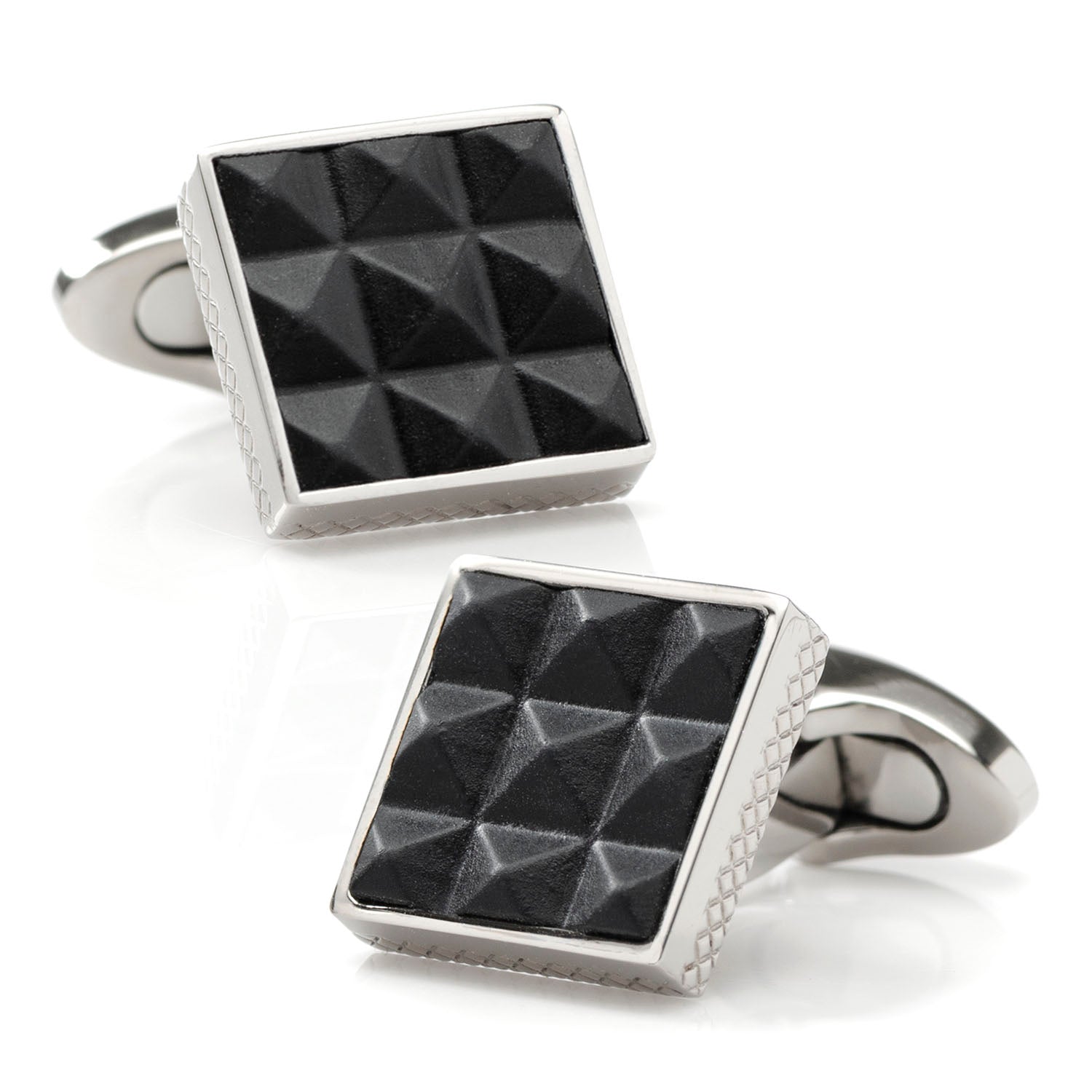 Pyramids Leather and Titanium Cufflinks - My Men's Shop