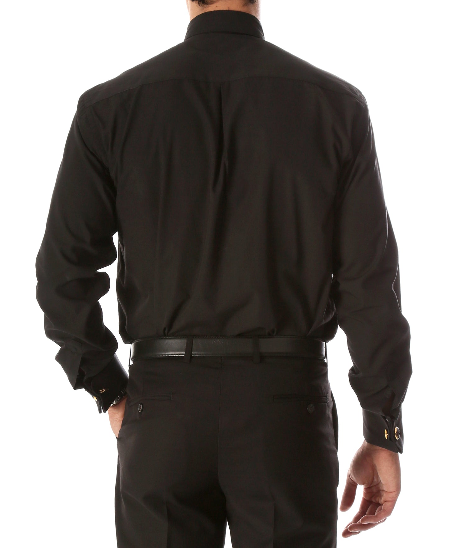 Black Clergy Deacon Bishop Priest Mandarin Half-Tab Collar Dress Shirt