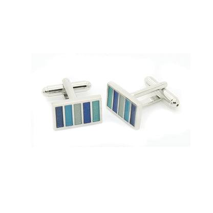 Silvertone Blue Cuff Links With Jewelry Box