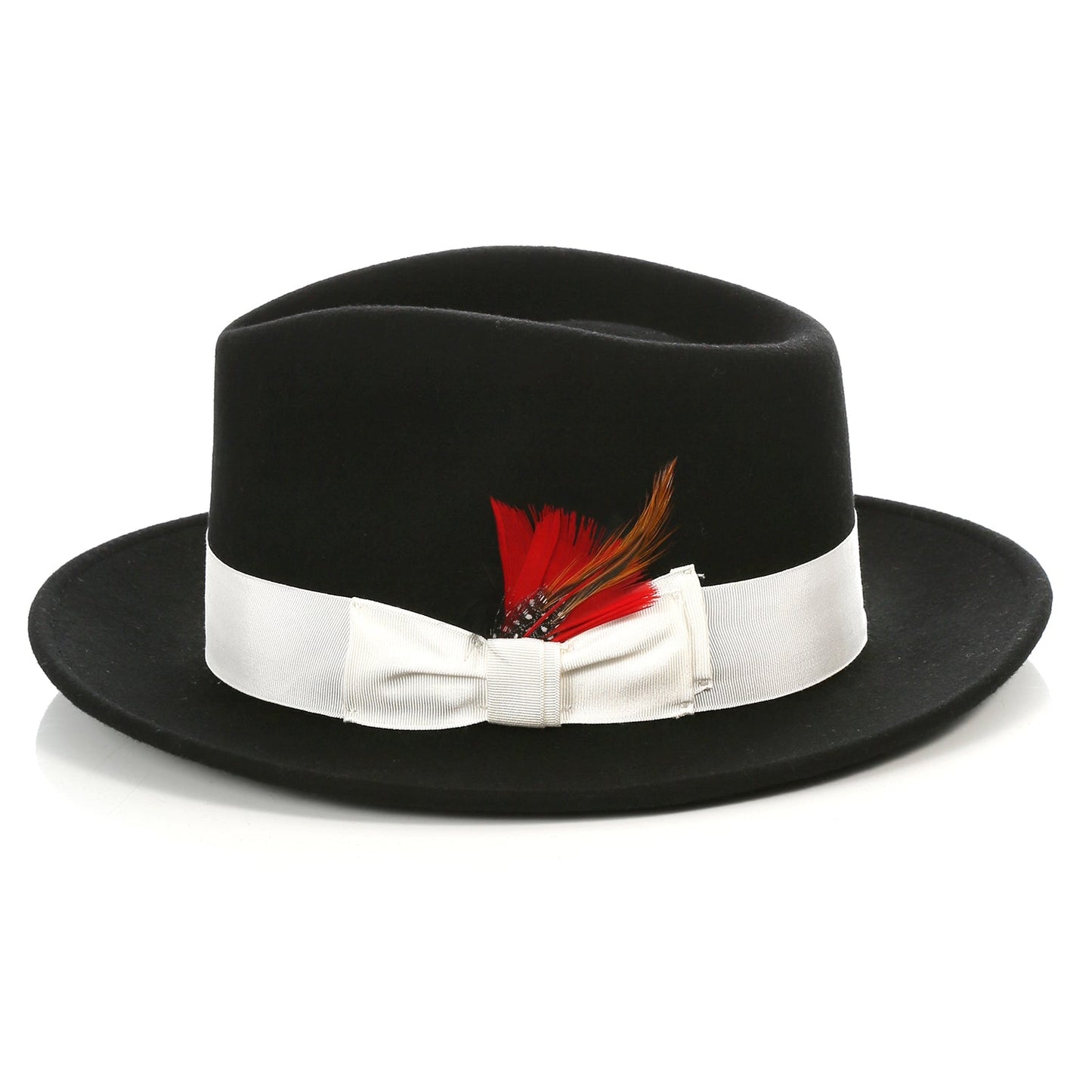Crushable Black/White 100% Australian Wool Fedora Hat
