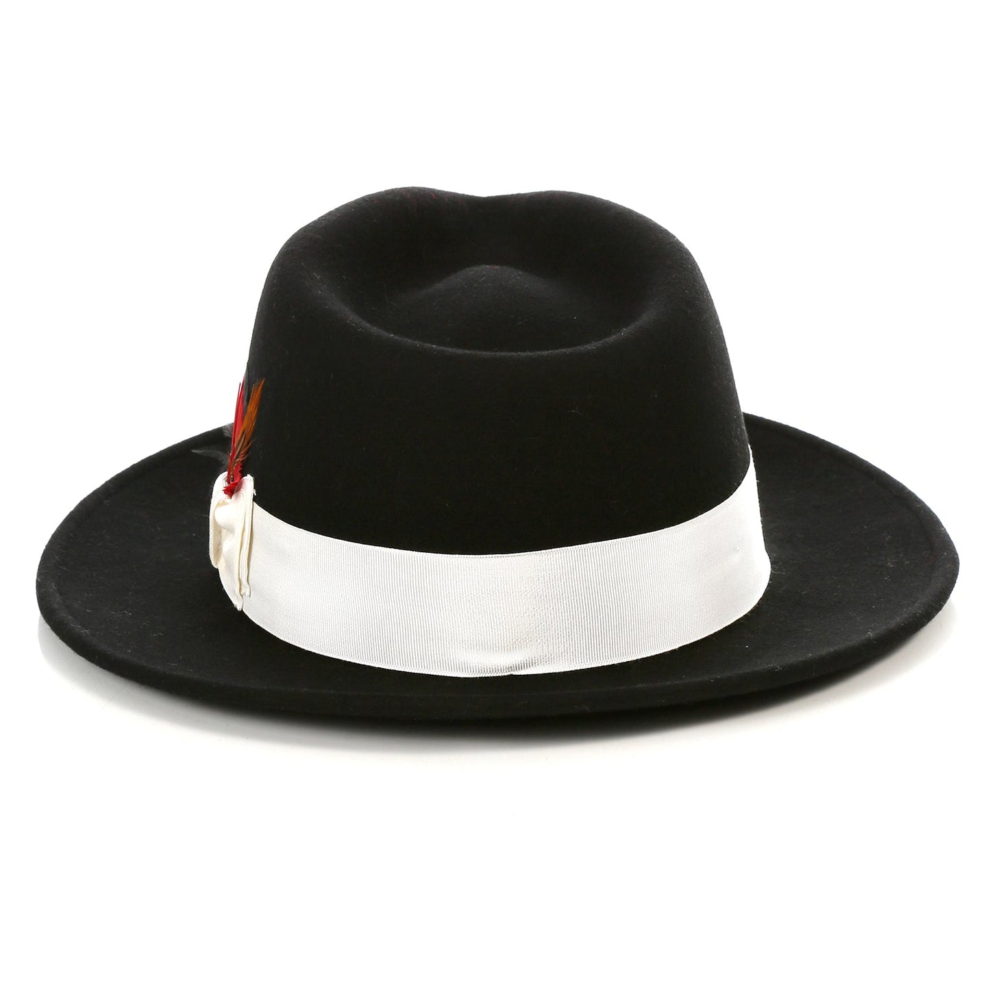 Crushable Black/White 100% Australian Wool Fedora Hat