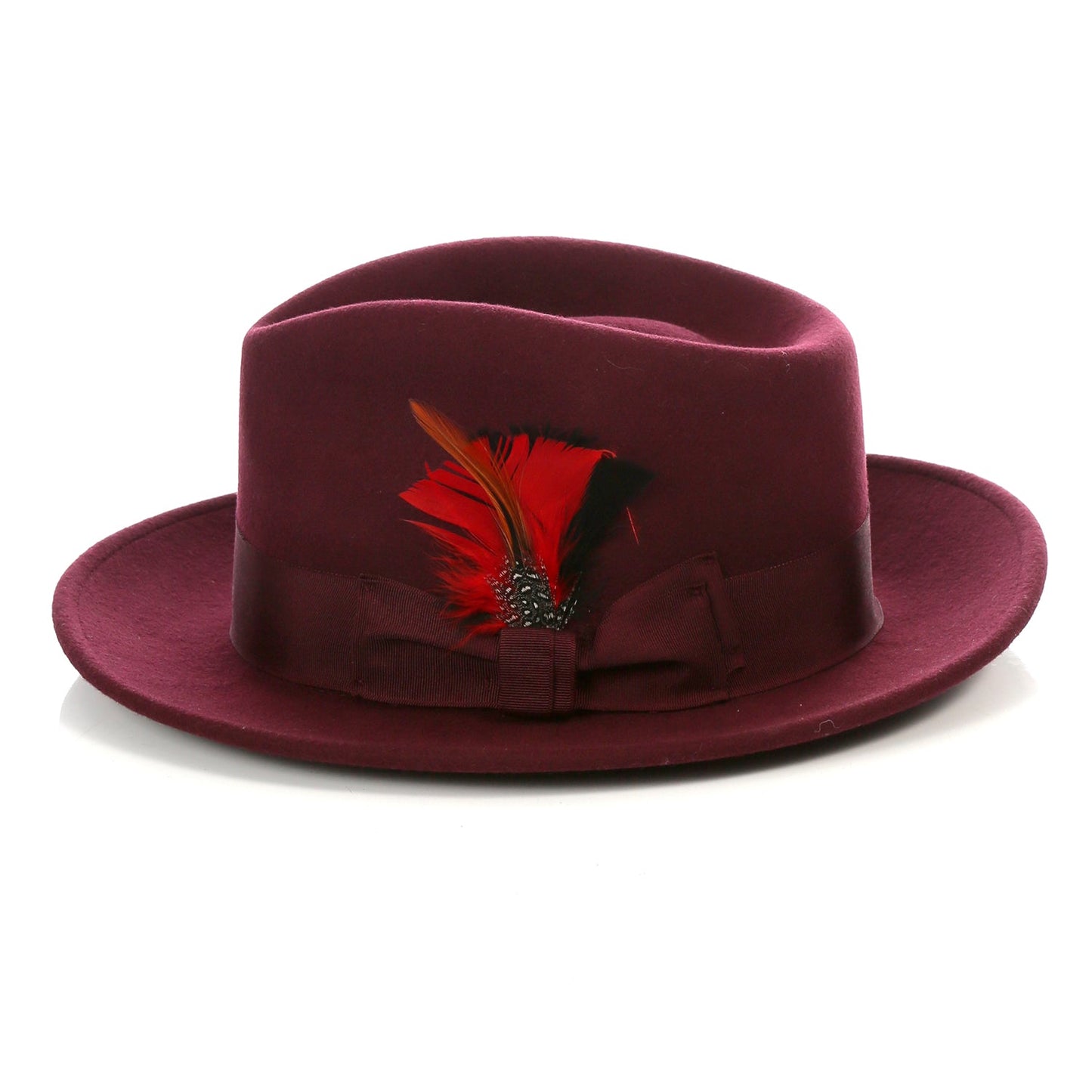 Crushable Burgundy 100% Australian Wool Fedora Hat