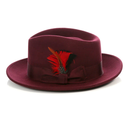 Crushable Burgundy 100% Australian Wool Fedora Hat