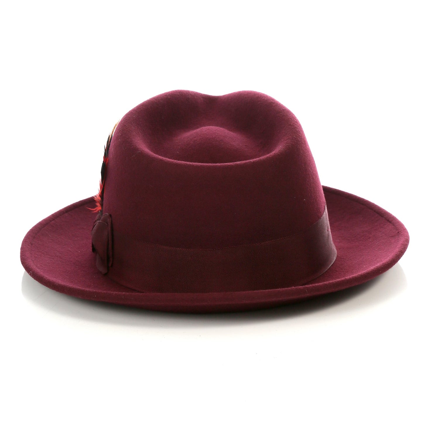 Crushable Burgundy 100% Australian Wool Fedora Hat