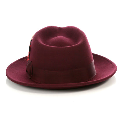 Crushable Burgundy 100% Australian Wool Fedora Hat