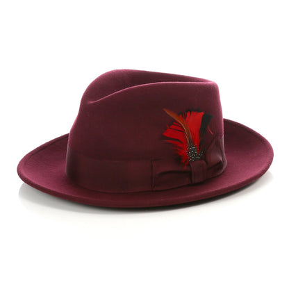 Crushable Burgundy 100% Australian Wool Fedora Hat