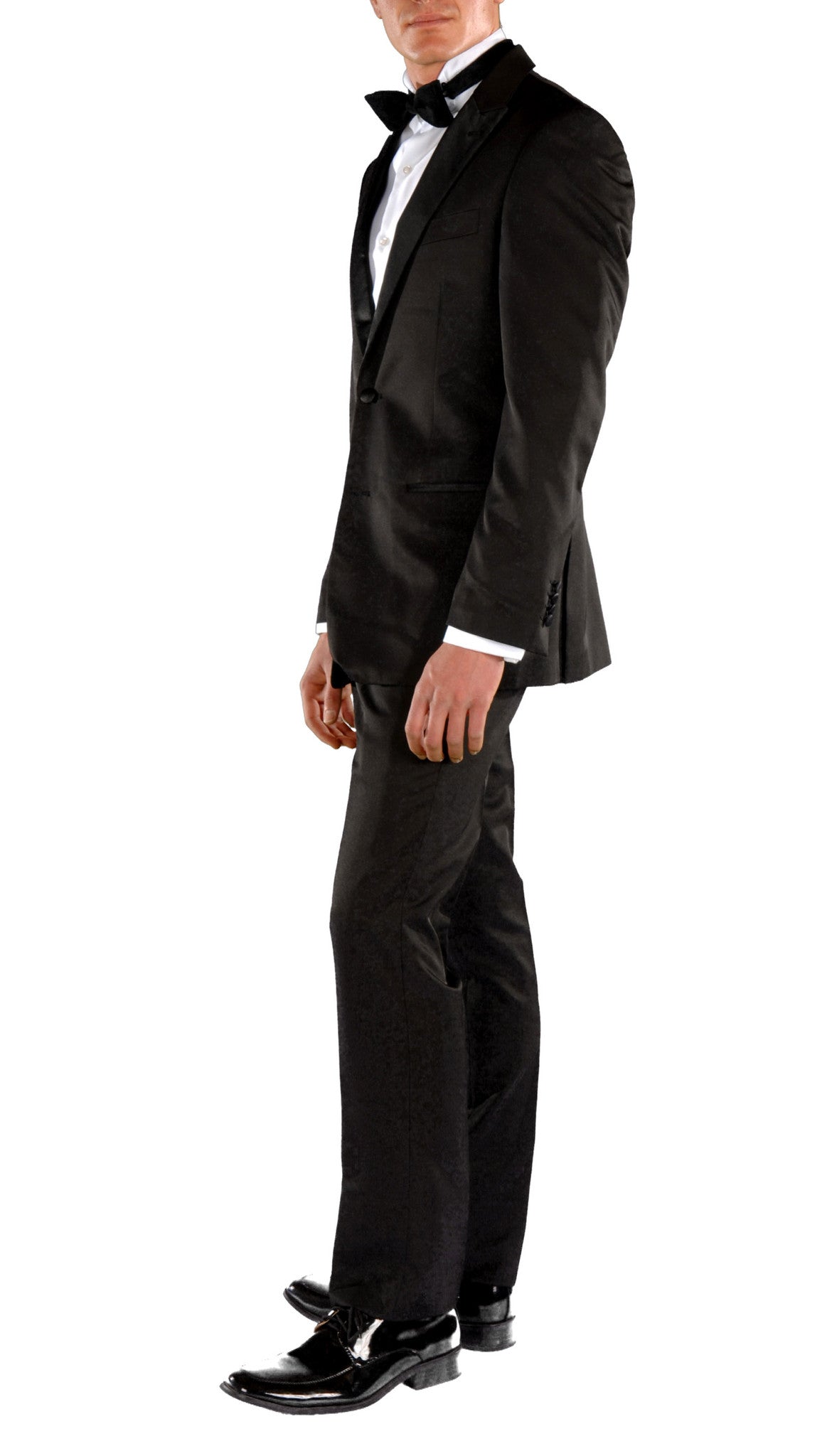 Black Slim Fit Peak Lapel 2pc Tuxedo - Crisp