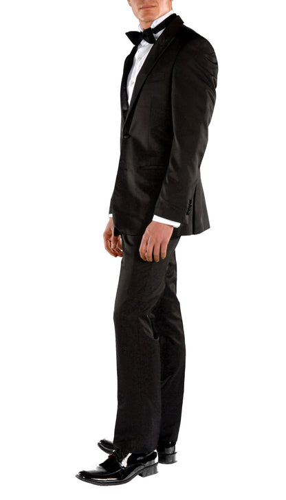 Black Slim Fit Peak Lapel 2pc Tuxedo - Crisp