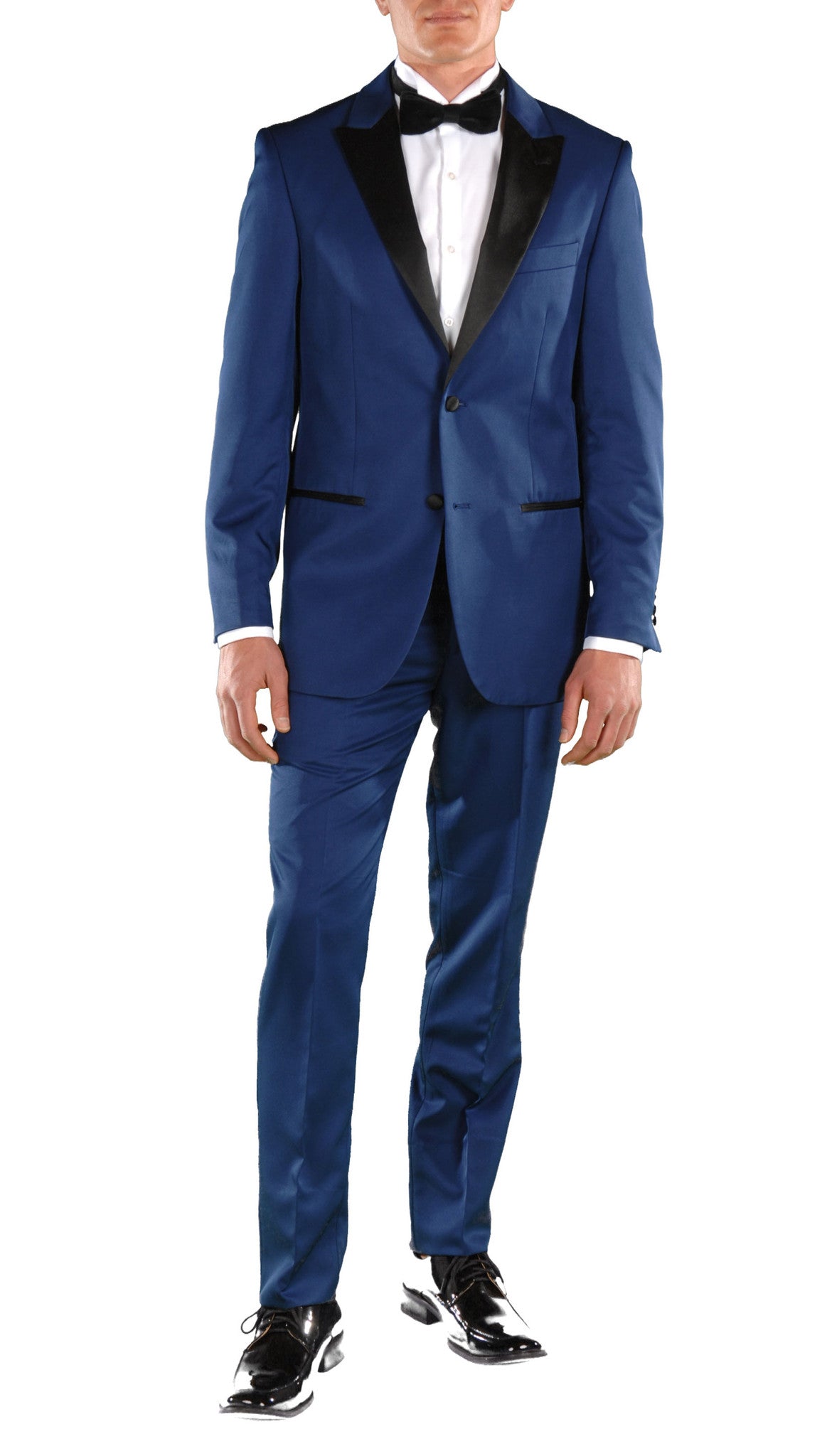 Dark Blue Slim Fit Peak Lapel 2pc Tuxedo - Crisp