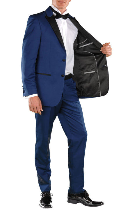 Dark Blue Slim Fit Peak Lapel 2pc Tuxedo - Crisp