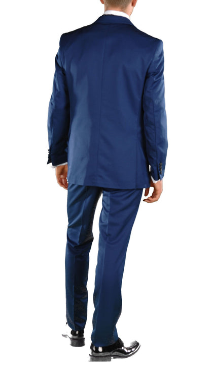 Dark Blue Slim Fit Peak Lapel 2pc Tuxedo - Crisp