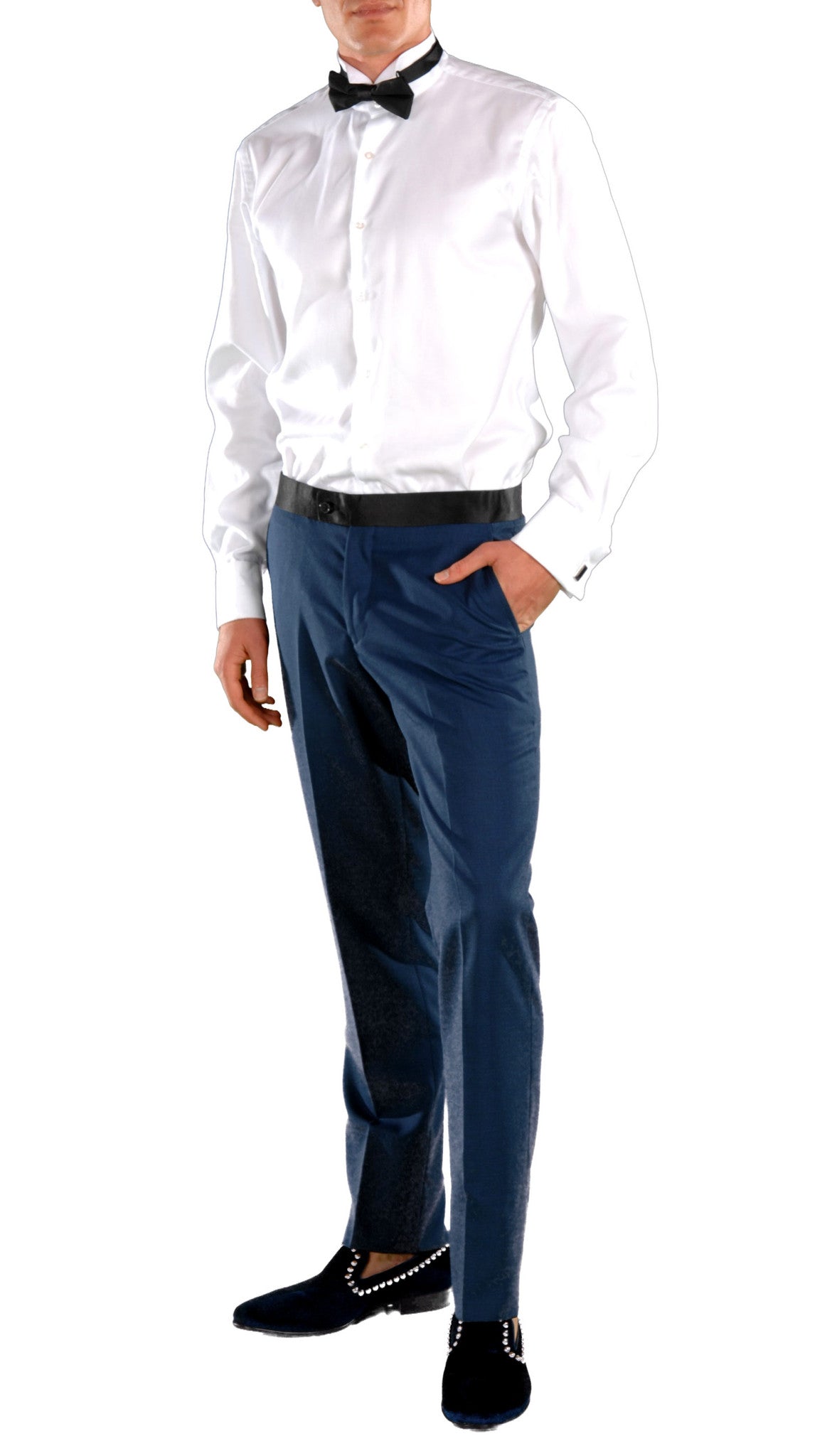 Dark Blue Slim Fit Peak Lapel 2pc Tuxedo - Crisp