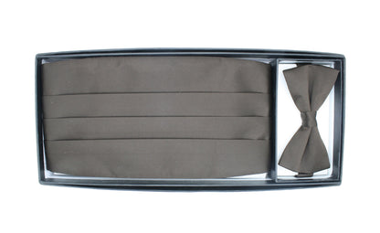 Men's Brown Satin Cummerbund & Bow Tie Set – Adjustable Tuxedo Set