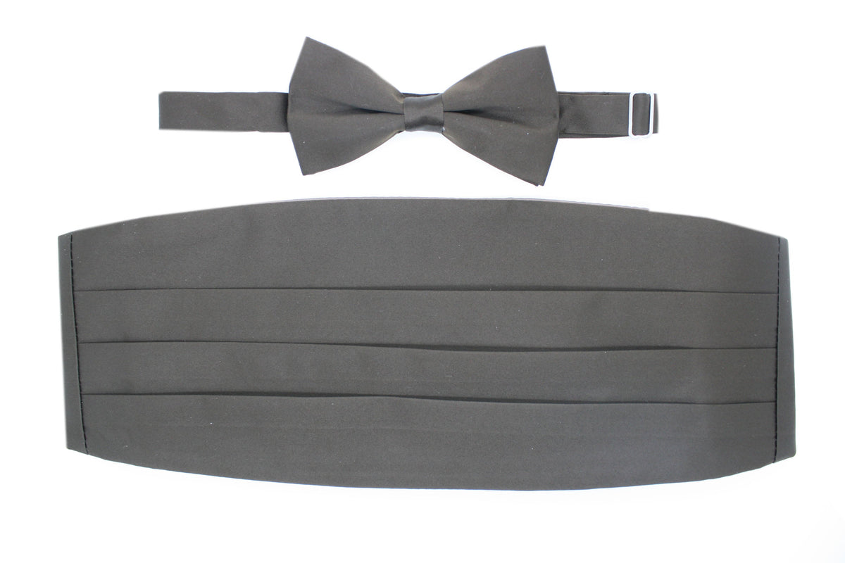 Men's Brown Satin Cummerbund & Bow Tie Set – Adjustable Tuxedo Set