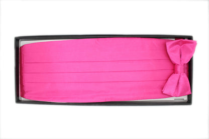 Men's Fuchsia Satin Cummerbund & Bow Tie Set – Adjustable Tuxedo Set