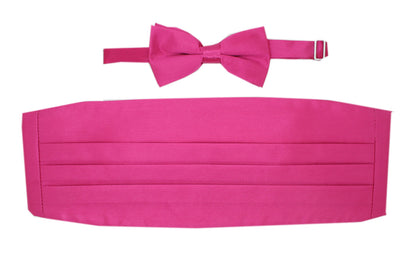 Men's Fuchsia Satin Cummerbund & Bow Tie Set – Adjustable Tuxedo Set