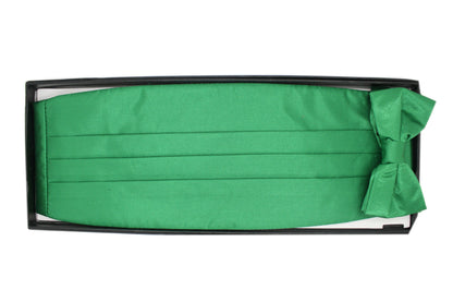 Men's Green Satin Cummerbund & Bow Tie Set – Adjustable Tuxedo Set