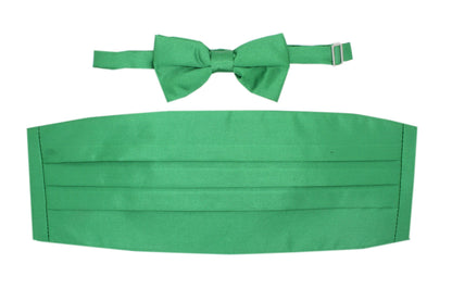 Men's Green Satin Cummerbund & Bow Tie Set – Adjustable Tuxedo Set