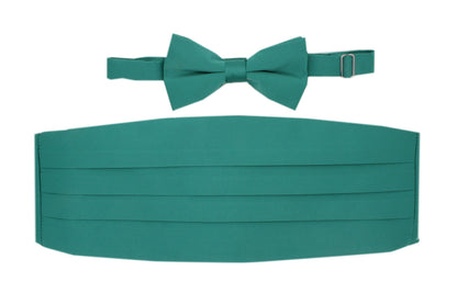 Men's Turquoise Satin Cummerbund & Bow Tie Set – Adjustable Tuxedo Set