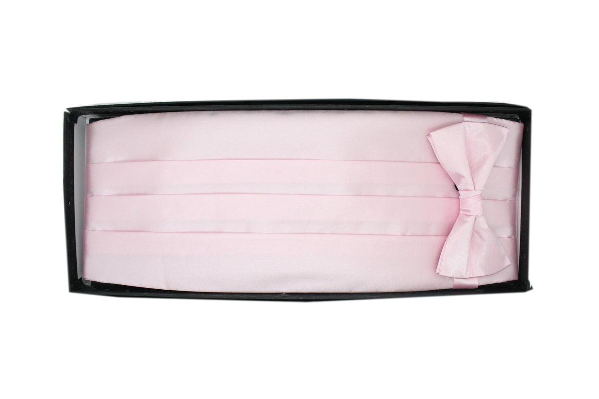 Men's Rose Satin Cummerbund & Bow Tie Set – Adjustable Tuxedo Set