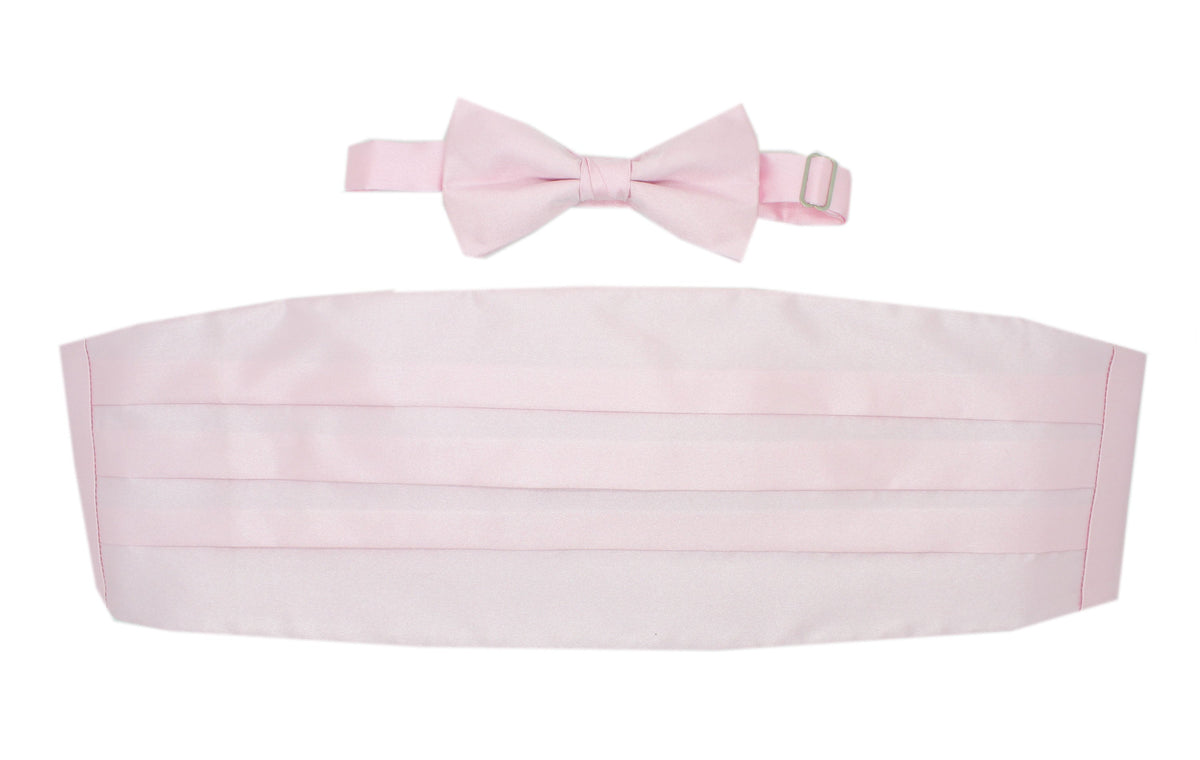 Men's Rose Satin Cummerbund & Bow Tie Set – Adjustable Tuxedo Set