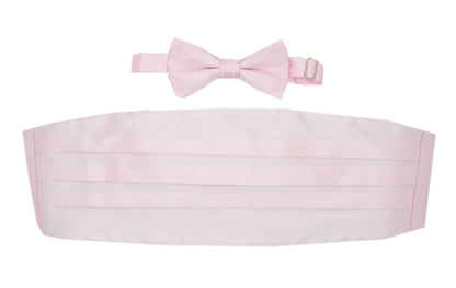Men's Rose Satin Cummerbund & Bow Tie Set – Adjustable Tuxedo Set