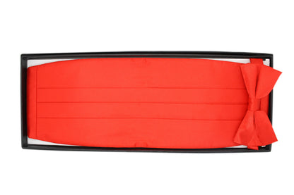 Men's Red Satin Cummerbund & Bow Tie Set – Adjustable Tuxedo Set
