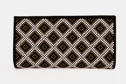 The Nampula Black Glitter Suede Leather Small Clutch