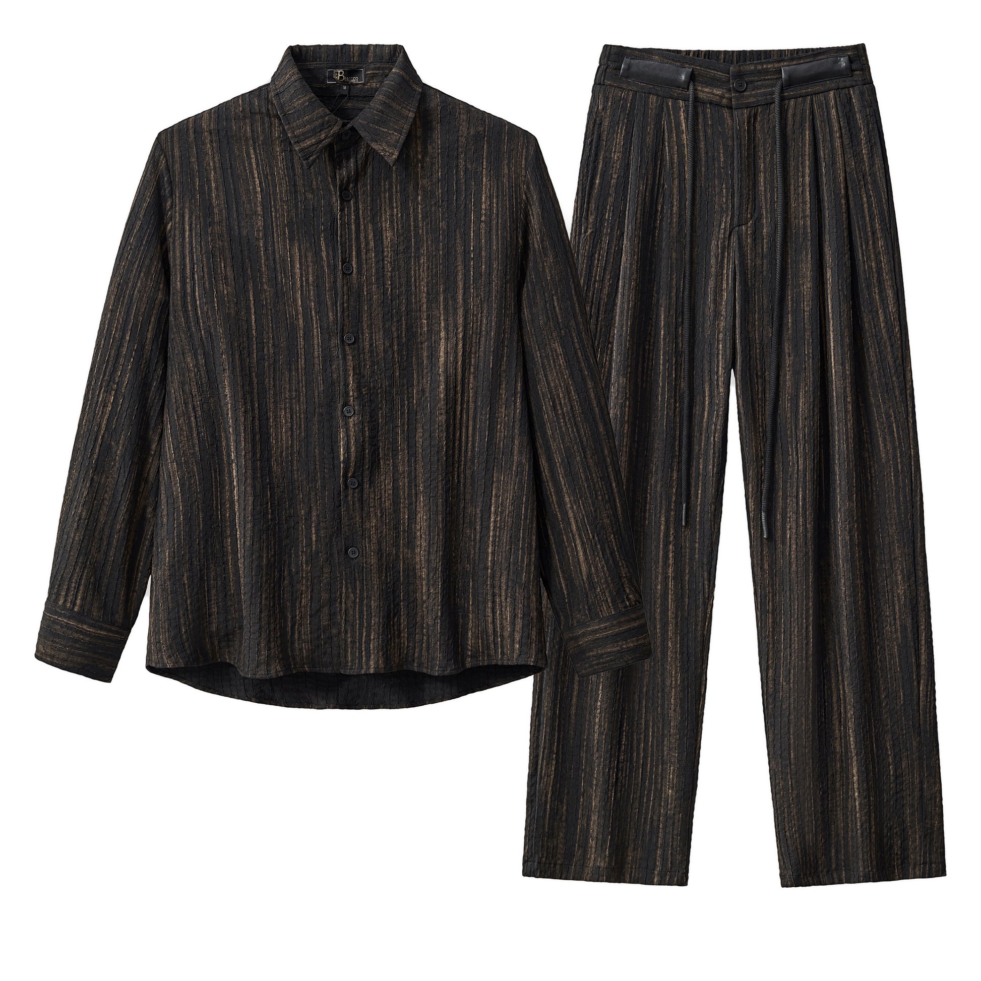 Canyon Set – Printed LS Shirt & Pleated pant BLACK - My Men's Shop