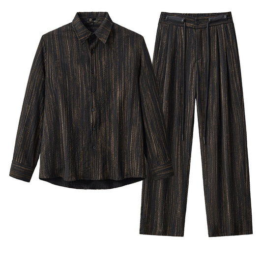Canyon Set – Printed LS Shirt & Pleated pant BLACK - My Men's Shop