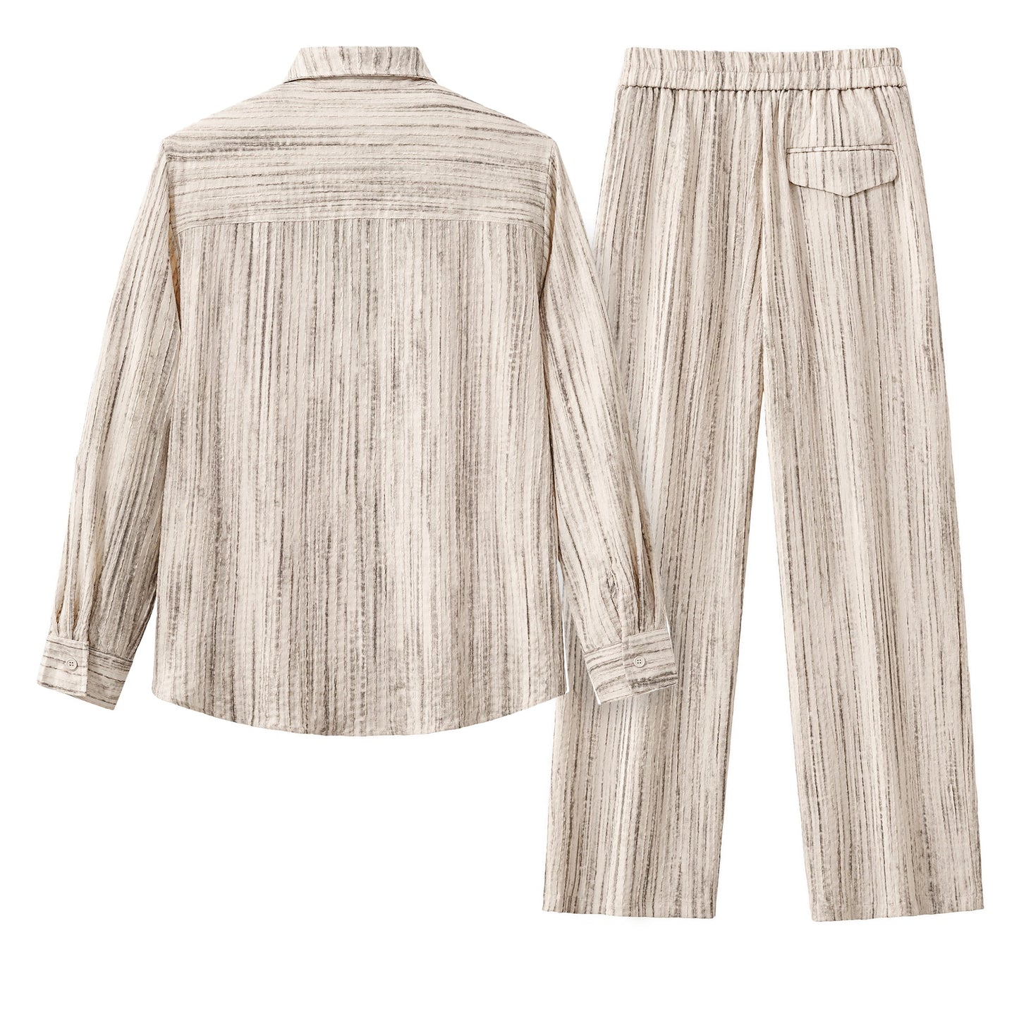 Canyon Set – Printed LS Shirt & Pleated pant TAUPE - My Men's Shop