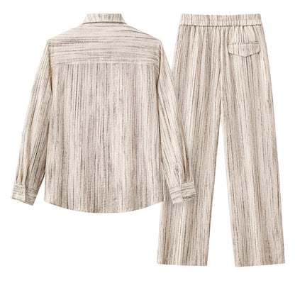 Canyon Set – Printed LS Shirt & Pleated pant TAUPE - My Men's Shop
