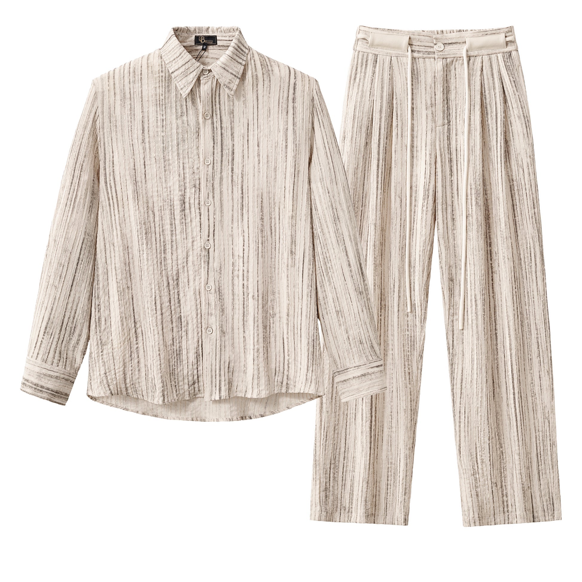 Canyon Set – Printed LS Shirt & Pleated pant TAUPE - My Men's Shop