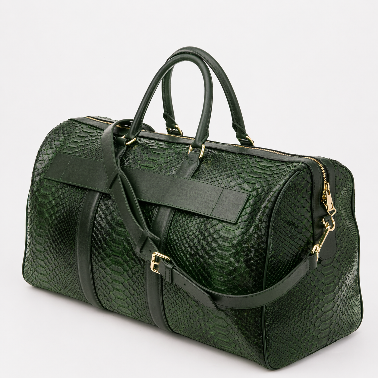 The Velar Green Hand-Painted Python Leather Weekender Bag