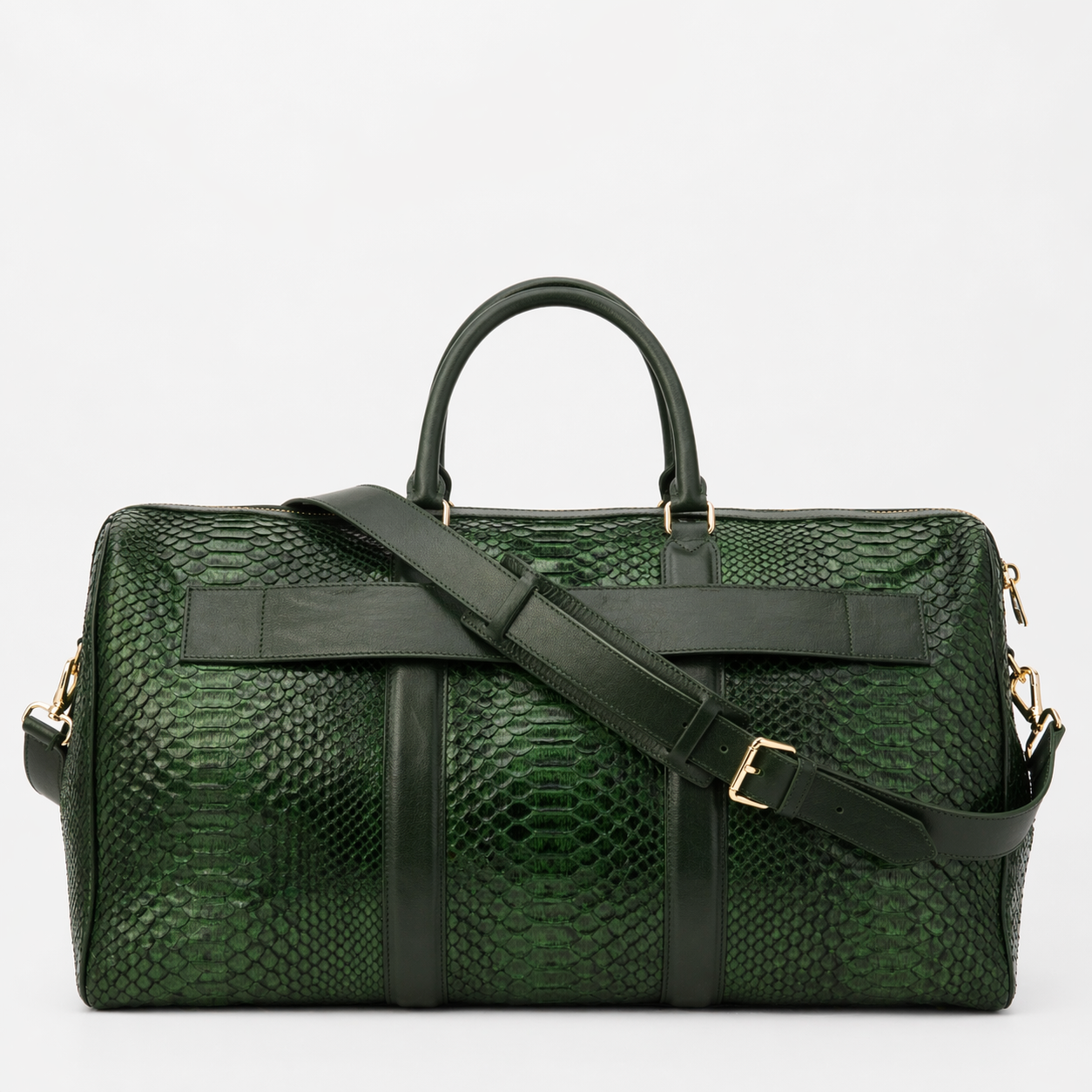 The Velar Green Hand-Painted Python Leather Weekender Bag