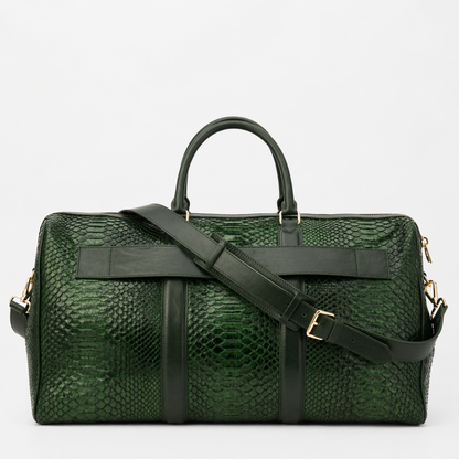 The Velar Green Hand-Painted Python Leather Weekender Bag